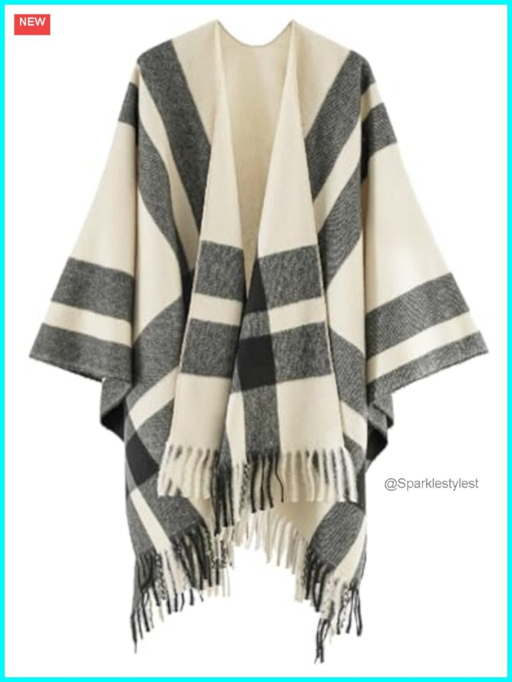 Reversible Open Front Poncho Wrap Cape Cardigan Shawl for Fall Winter